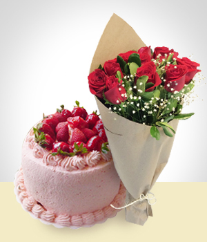 Rosas - Dulce Oferta: Bouquet y Torta