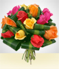 Bouquet Ensueo: 12 Rosas Multicolores