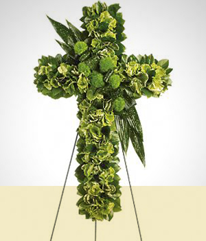 Flores a  Cruz de Condolencias - Verde