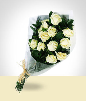 Condolencias - Bouquet De Doce Rosas Blancas