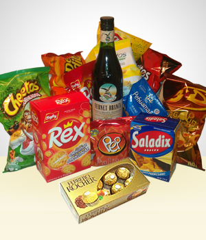 Agradecimiento - Combo Amistad: Canasta de  Snacks + Ferrero Rocher