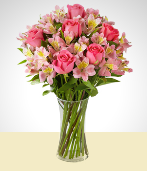 Flores a Argentina Encanto en Rosa - Arreglo Premium