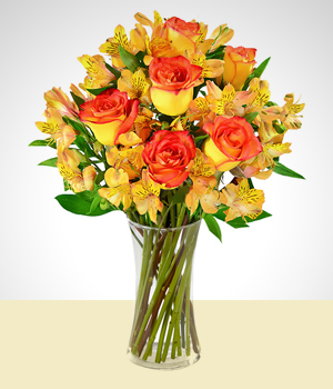 Flores a  Encanto Naranja - Arreglo Premium