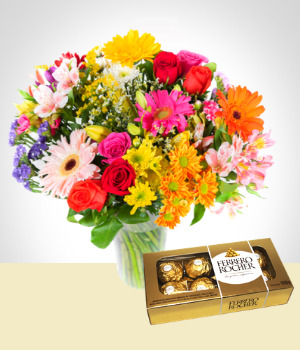Arreglos Florales - Bouquet Mixto y Chocolates